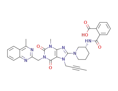 (R)-2-((1-(7-(but-2-yn-1-yl)-3-methyl-1-((4-methylquinazolin-2-yl)methyl)-2,6-dioxo-2,3,6,7-tetrahydro-1H-purin-8-yl)piperidin-3-yl)carbamoyl)benzoic acid